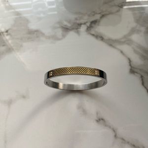 GOLD AND SILVER JEWELED BRACELET size 19